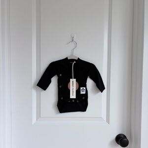 🐼Mini Rodini Basic Wrap Bodysuit Tencel Lyosell in Black NWT
